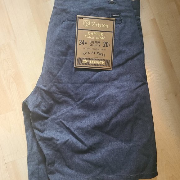 NWT Men's Brixton Carter Slack Shorts in Blue Denim - Size 34 - Picture 3 of 3